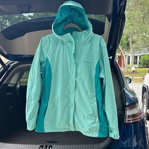 Columbia Aqua and Teal Hooded Jacket